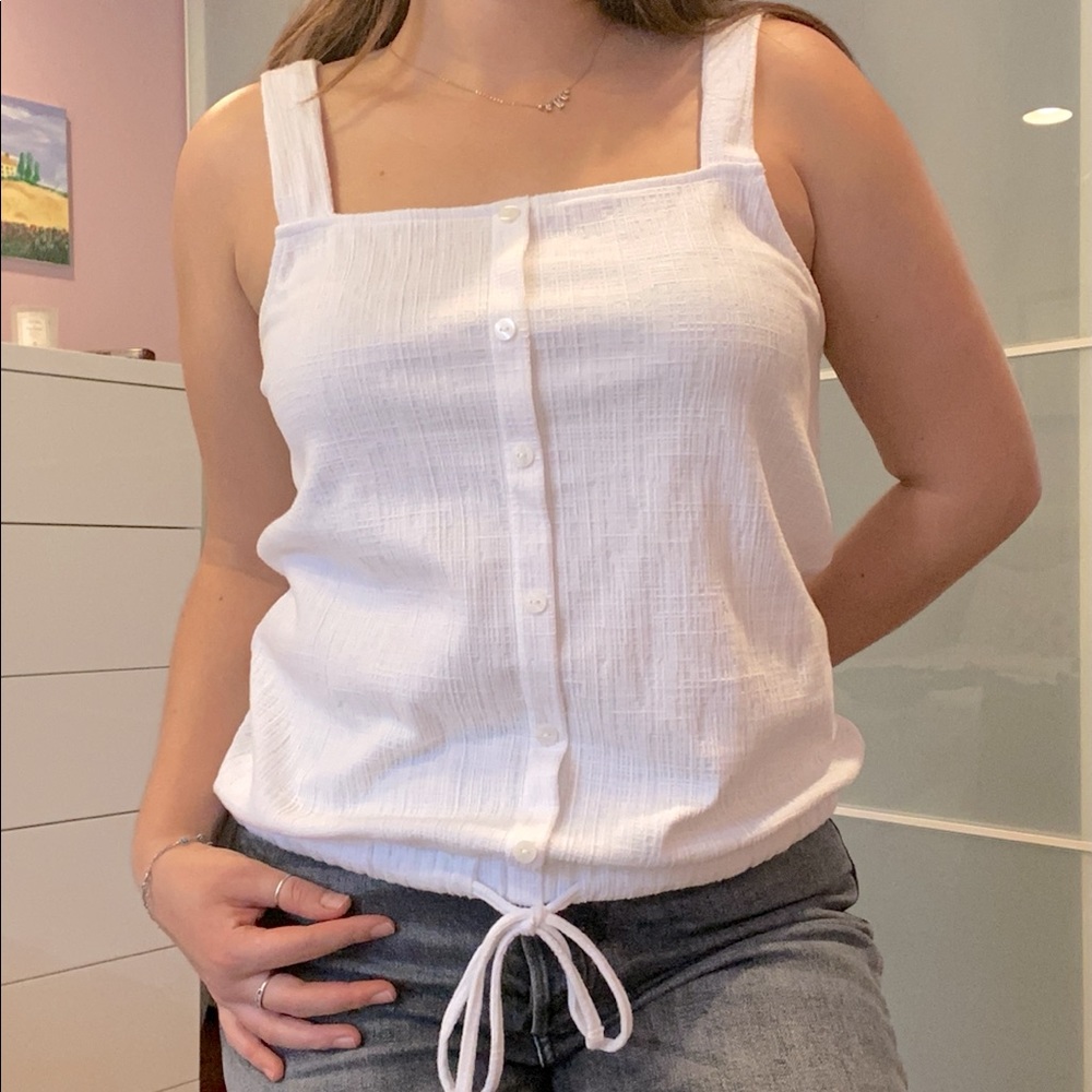 LOFT white button tank with thick straps